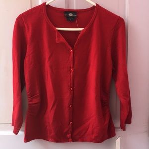 Red cardigan